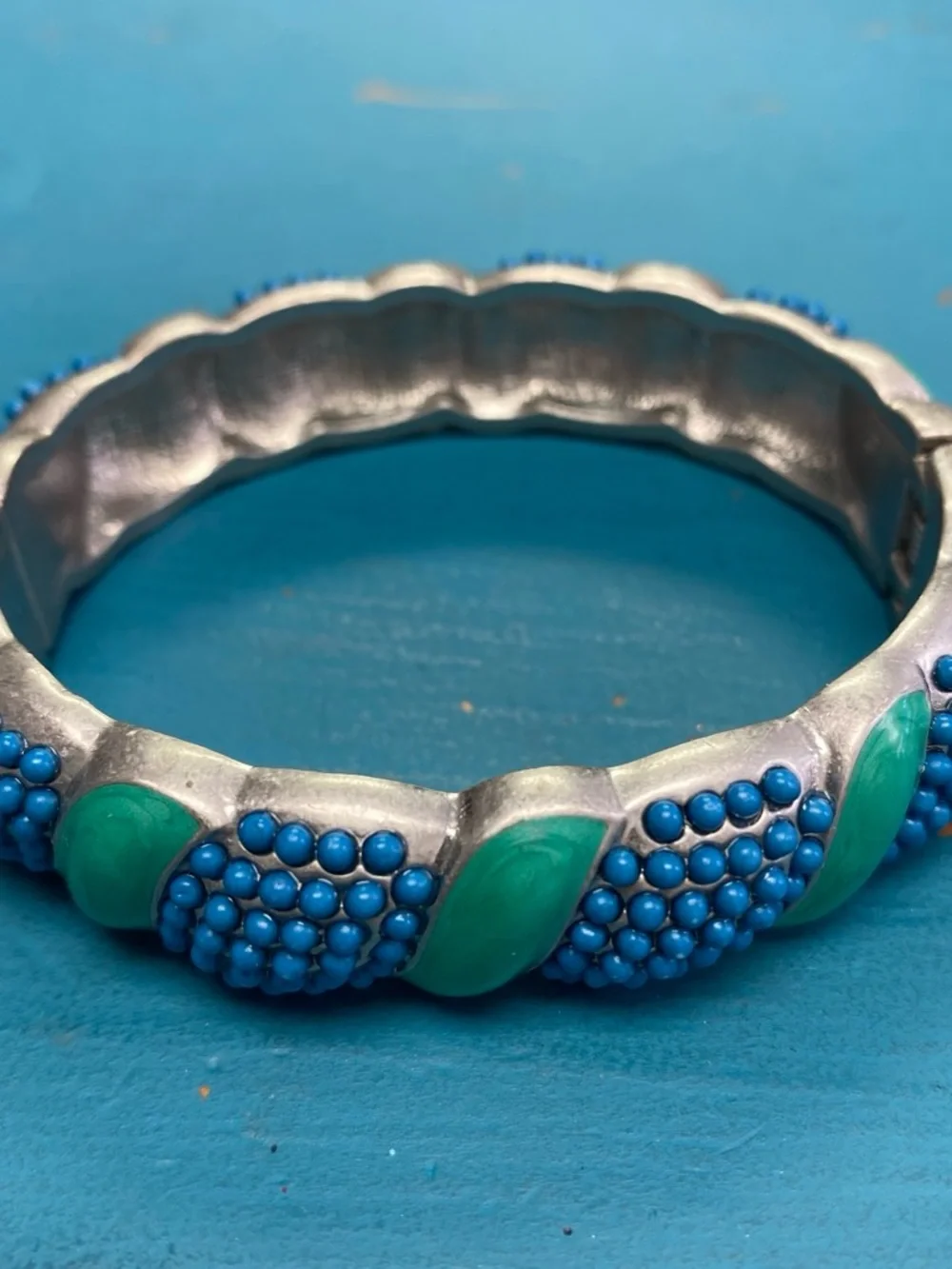 Turquoise and Blue Bead Statement Bracelet